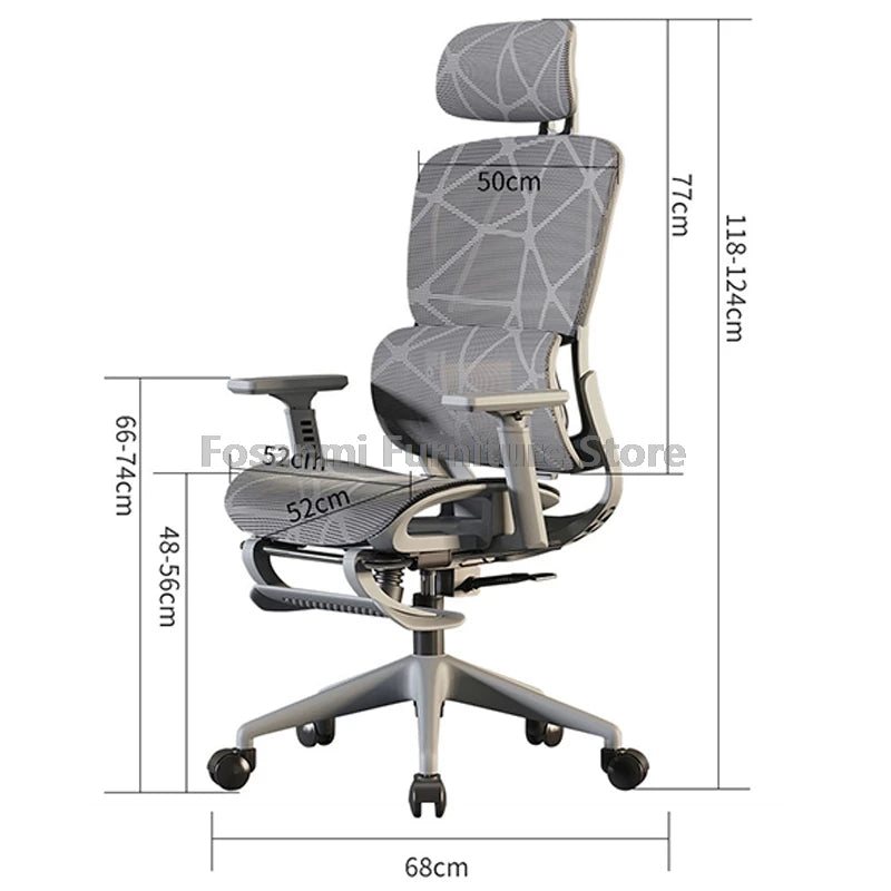 Cadeira de escritório em malha respirável para computador com apoios de braços e apoio lombar, cadeira ergonómica ajustável para secretária, casa e gaming, com encosto de cabeça