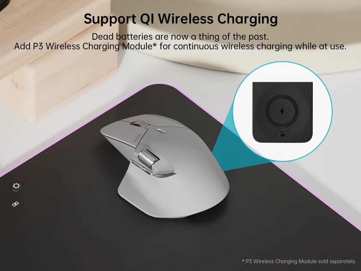 Mouse wireless ricaricabile multimodale Rapoo MT760L/MT760M ergonomico 4000 DPI, supporta fino a 4 dispositivi, mouse Bluetooth