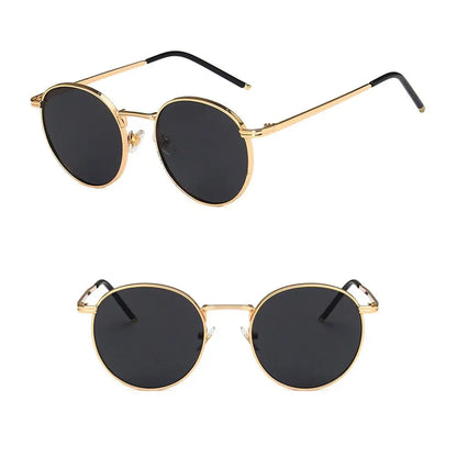 Fashion Women Men Sunglases Round Sun Glasses Women's Metal Frame Eyewear Men Fishing Glasses Hip Hop Metal Frame UV400 Shades