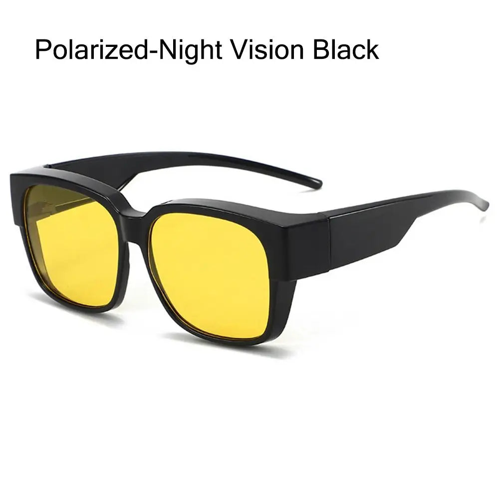 Polarized Fit Over Glasses Sunglasses Trendy Square Wrap Around Shades UV400 Protection Sun Glasses Can Be Worn Over Other Glass