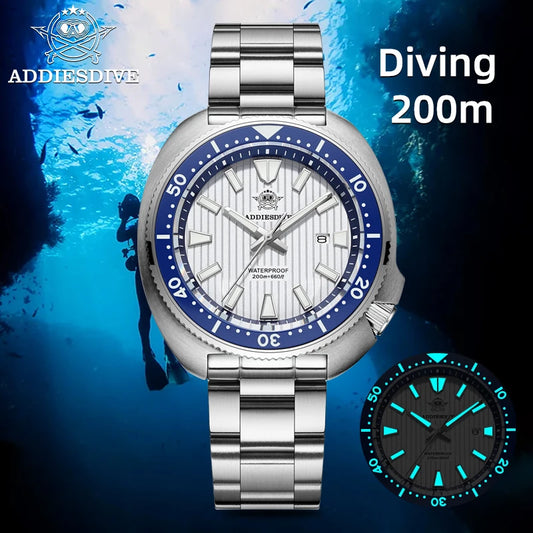 ADDIESDIVE Luxury Men's Watches Stainless Steel Sapphire Crystal Quartz Watch for Men Luminous 20Bar Waterproof NEW Wristwatches