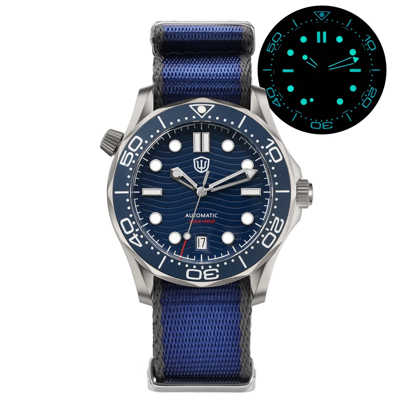 Watchdives WD007 V2 39mm Titanium Dive Watch PT5000 Automatic Movement Luminous 200m Waterproof Domed Bubble Sapphire Watches
