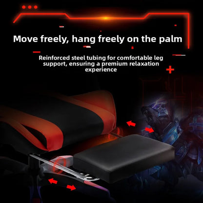 Ergonomic Gaming Chair with Lumbar Support Pillow, Adjustable Footrest, Reclining Computer Gaming Chair, PU Leather Office Gaming Chair with Adjustable Height