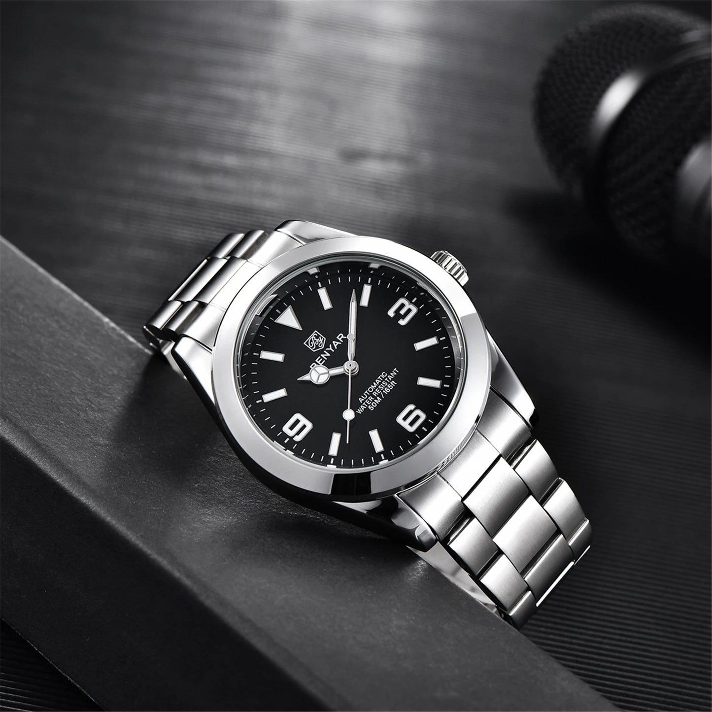 BENYAR 2025 New Men's Automatic Mechanical Watch Business Sports Luxury Men's Watches 50M Waterproof Clock Relogios Masculino