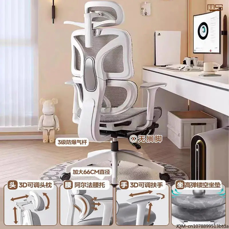 Sedia da studio ergonomica e confortevole, supporto lombare per lunghi periodi da seduti, sedia regolabile in altezza, sedia da ufficio girevole per computer a casa