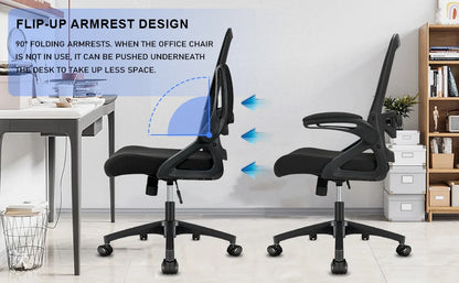 Milacyee Office Chair Ergonomic Desk Chair with 90° Flip-up Armrest Lumbar Support, Height Adjustable Chair.