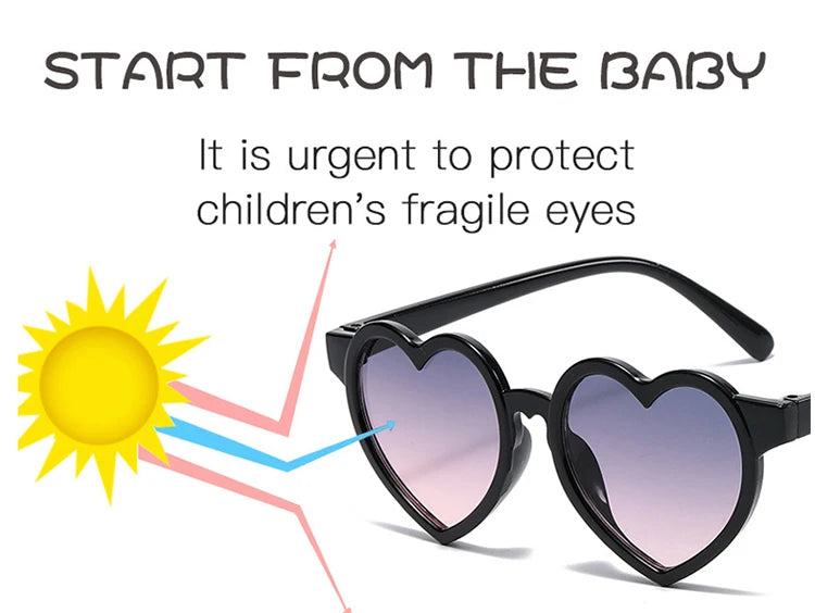 New Kids Cartoon Heart Sunflower Fruit Rabbit Ears Sunglasses Girls Boy Children Outdoor Round Polarized UV400 Sun Glasses