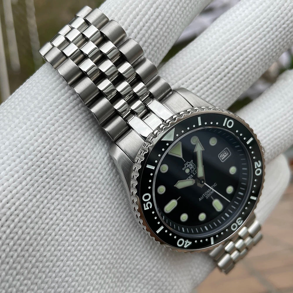 Mechanical Watch for Men STEELDIVE SD1973 Japan NH35 Automatic Movement Ceramic Bezel 200M Waterproof Classic Dive Small Abalone