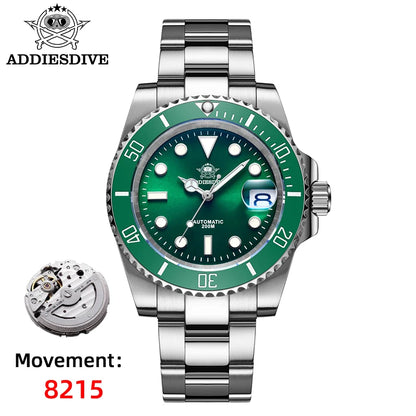 ADDIESDIVE Luxury Men's Automatic Watch 8215 Mechanical Watch BGW9 Luminous Sapphire Glass Diver's Watch Men Analog Watch AD2503