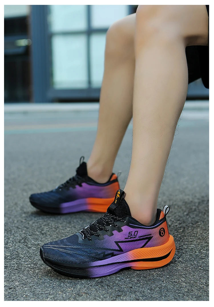 Brand Men's Carbon Plate Running Shoes Soft Cushion Shock Absorbing Sports Shoes Unisex Sneakers Light Anti-Slip Training Shoes
