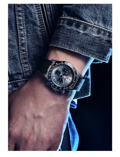 PAGANI DESIGN 40MM V2 Sky Blue Dial Classics Men Quartz Watches Sapphire Retro Chronograph Stainless Steel Waterproof Watch Men
