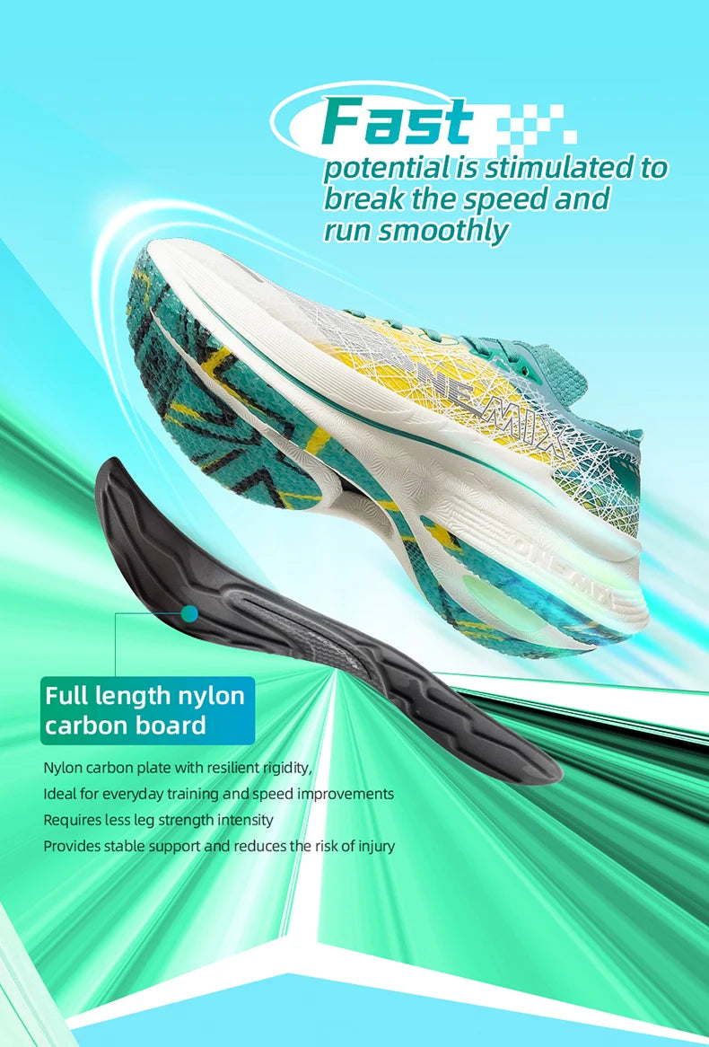 ONEMIX Carbon Plate Running Shoes for Men, Shock Absorption, Ultra-Light Sports Shoes, Rebound Outdoor Women Marathon Sneakers