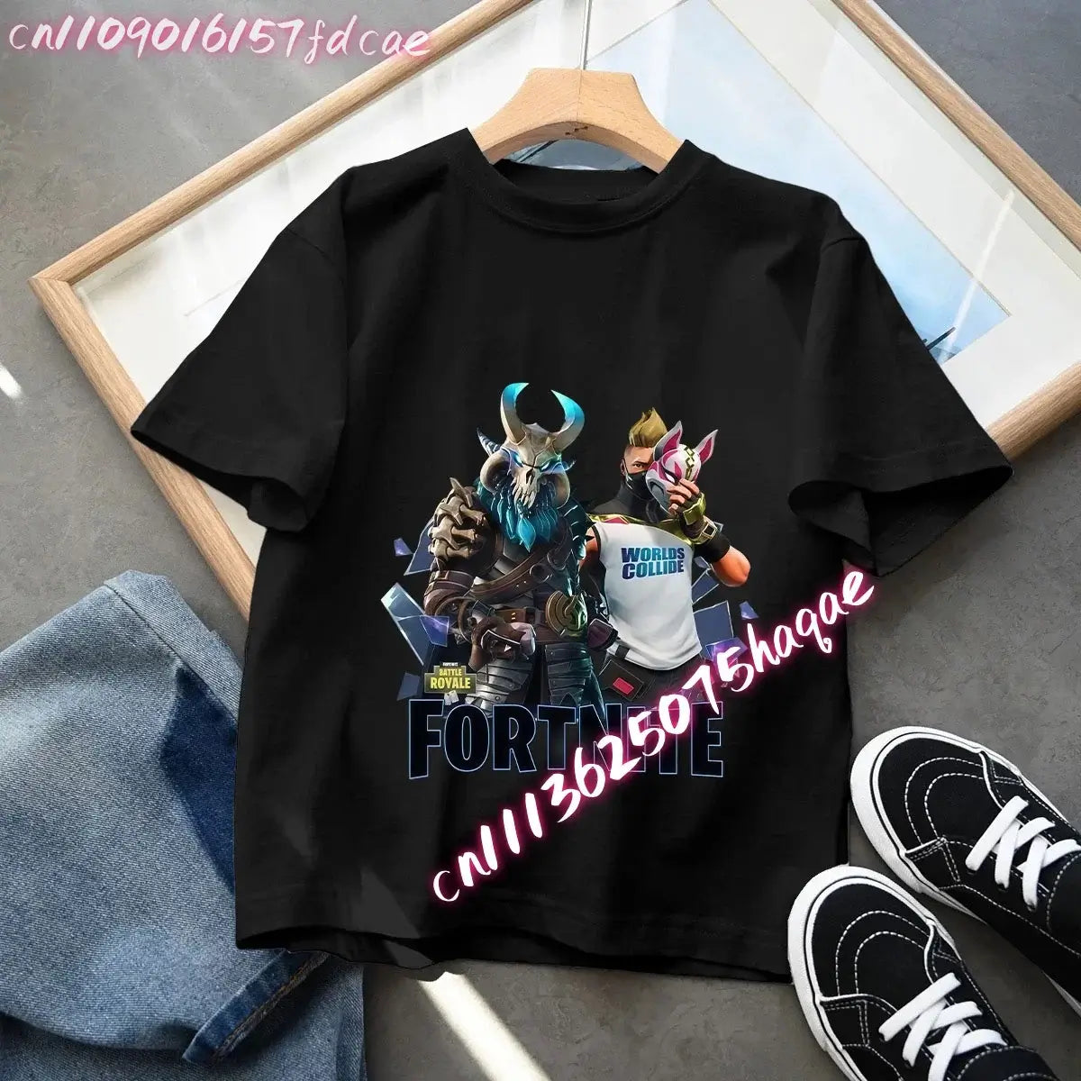 Fortnites Kids Black Cotton T-Shirt Fortress Night Baby Short Sleeve Tees Shirt Cartoon Boy Girl Summer Clothes Kawaii Tops Gift
