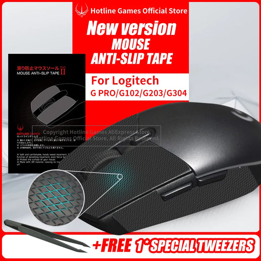 Bandă antiderapantă Hotline Games pentru mouse Logitech G305 G203 G102 G304, pad-uri rezistente la transpirație, stickere laterale antiderapante pentru mouse