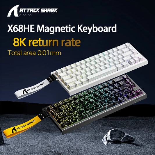 X68HE ATTACK SHARK X68PRO Magnetic Gaming Keyboard Mechanical Wired 0.01mm Rapid Trigger 8000Hz SOCD/Rs 0.125ms 128K Rate