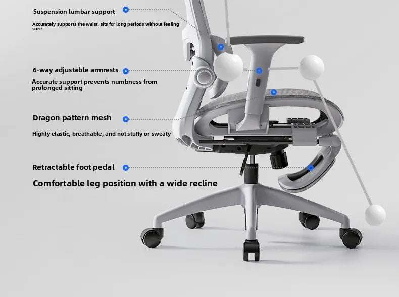 Sedia multifunzione da ufficio, sedia per computer, poltrona reclinabile per riposo, sedia ergonomica girevole da e-sport