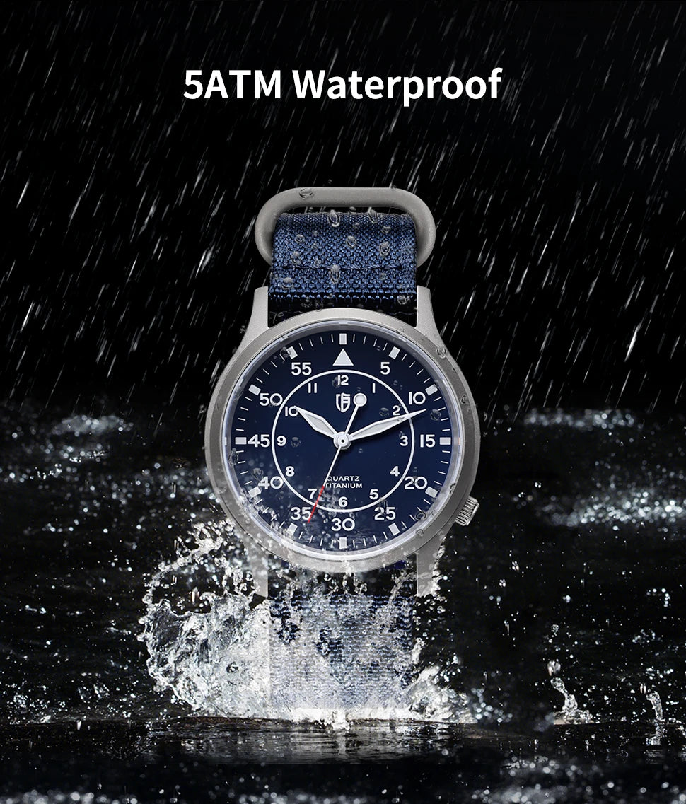 BERNY Titanium Men Quartz Watch AR Coating Sapphire Fashion Wristwatch Luminous VH31 Ultra-thin Wristwatch Waterproof 5ATM Watch
