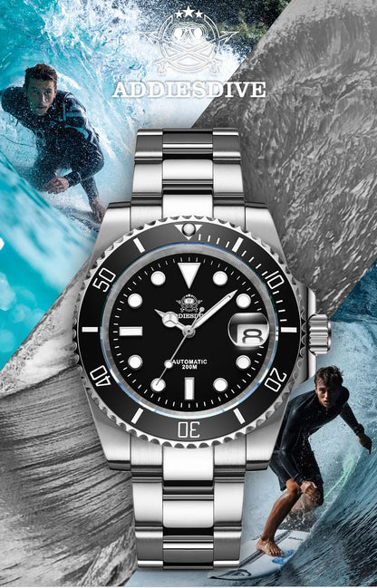 ADDIESDIVE Luxury Men's Automatic Watch 8215 Mechanical Watch BGW9 Luminous Sapphire Glass Diver's Watch Men Analog Watch AD2503