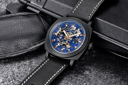 BENYAR Watch for Men Luxury Skeleton Tourbillon Automatic Mechanical Men's Watch 30M Waterproof Leather Strap Sports Reloj Hombre