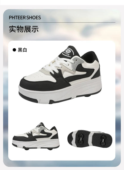 Children's Outdoor Sports Roller Skates Shoes Single Row Wheel Kids Sliding Shoes Four-Wheel for Boys and Girls