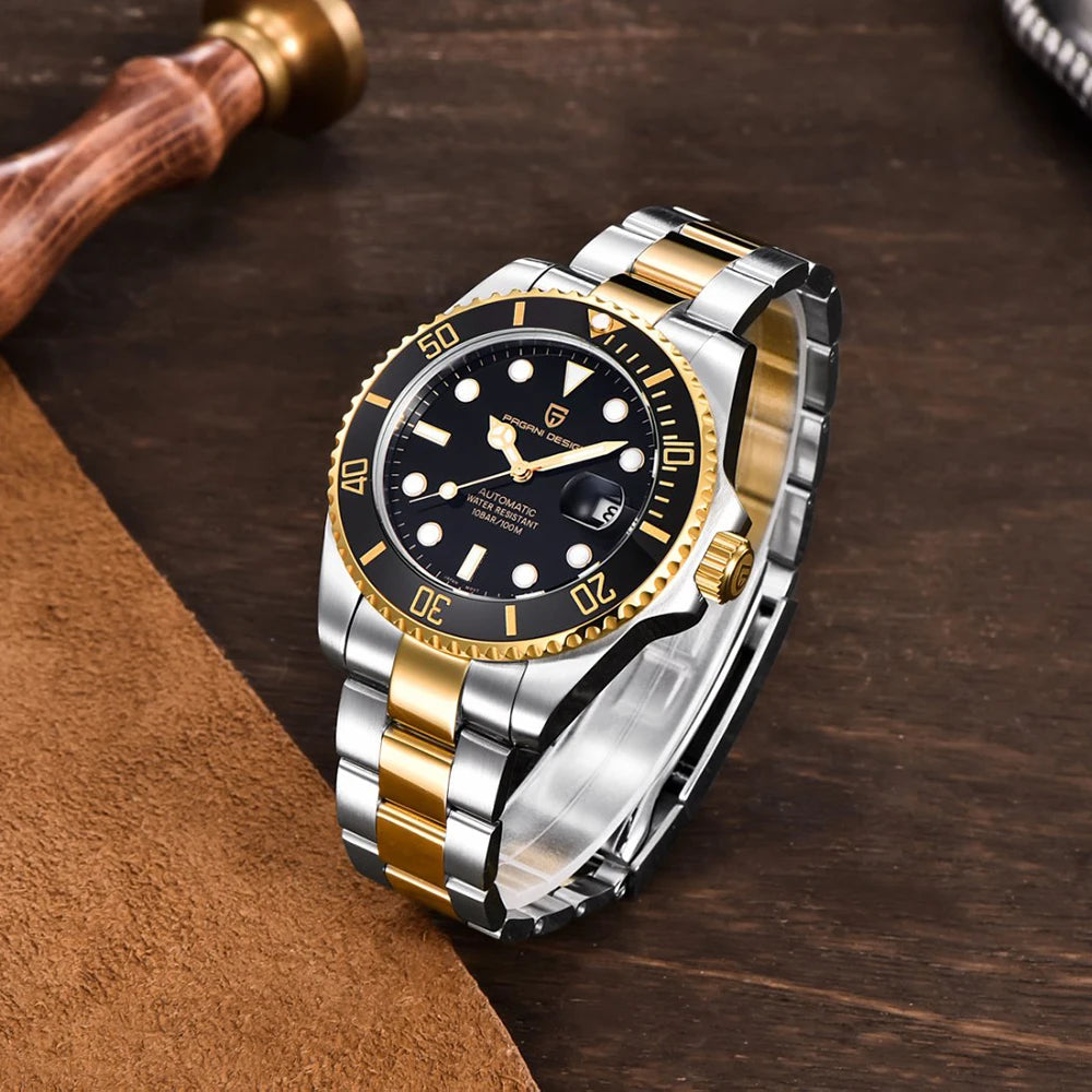 New PAGANI DESIGN Diving Automatic MechanicalWatch Luxury Sports WaterproofWatch Stainless Steel Sapphire Luminous Watch for Men