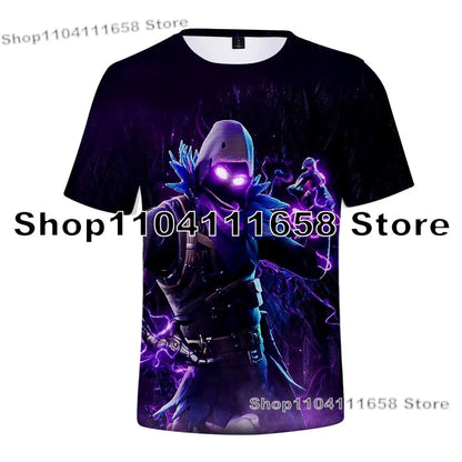 Summer T-shirt Raven Ultima Knight Fortnite T-Shirt, 3D Print Banana Peely Men’s Tee, Battle Royale Game Tops, Birthday Gifts