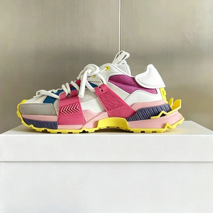 2026 Fashion Women Sneakers Size 35-46 High Quality Platform Sneakers Men Casual Shoes Sports Running Shoes Lace-Up Patchwork