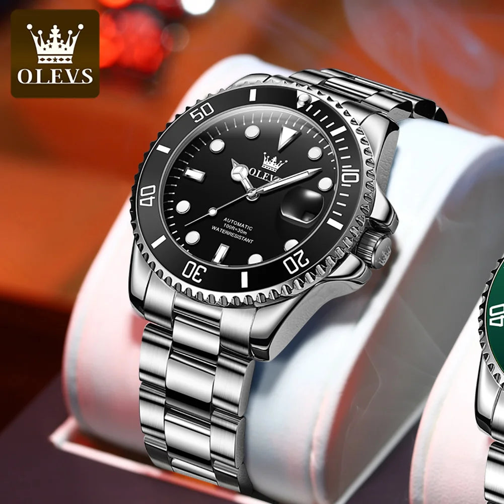 OLEVS Watches Man Fashion Luxury Automatic Mechanical Watch Waterproof Luminous Date Men's Watch Waterproof Luminous Box Gift
