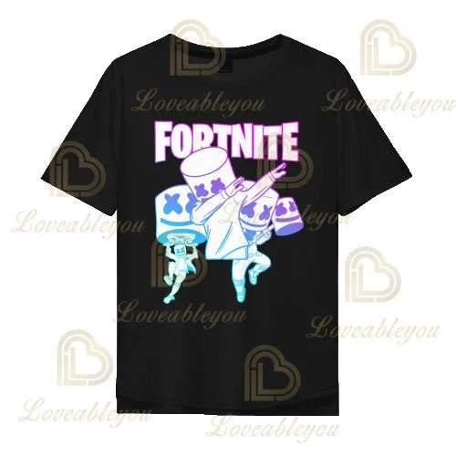 T-shirt Cartoon Fortnite para Rapazes e Raparigas, Battle Royale 3D, 3 a 14 Anos, Victory Royale, Top de Jogo para Criança e Roupa Teen