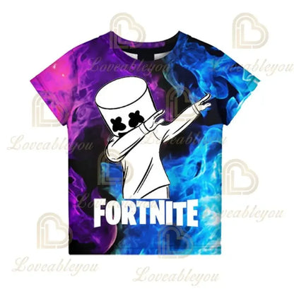 New Fortnite Summer T Shirt Boys Cartoon Cute Tee Short Sleeve Shirt Men Women Children Tshirts Teenager Tee Streetwear Tops