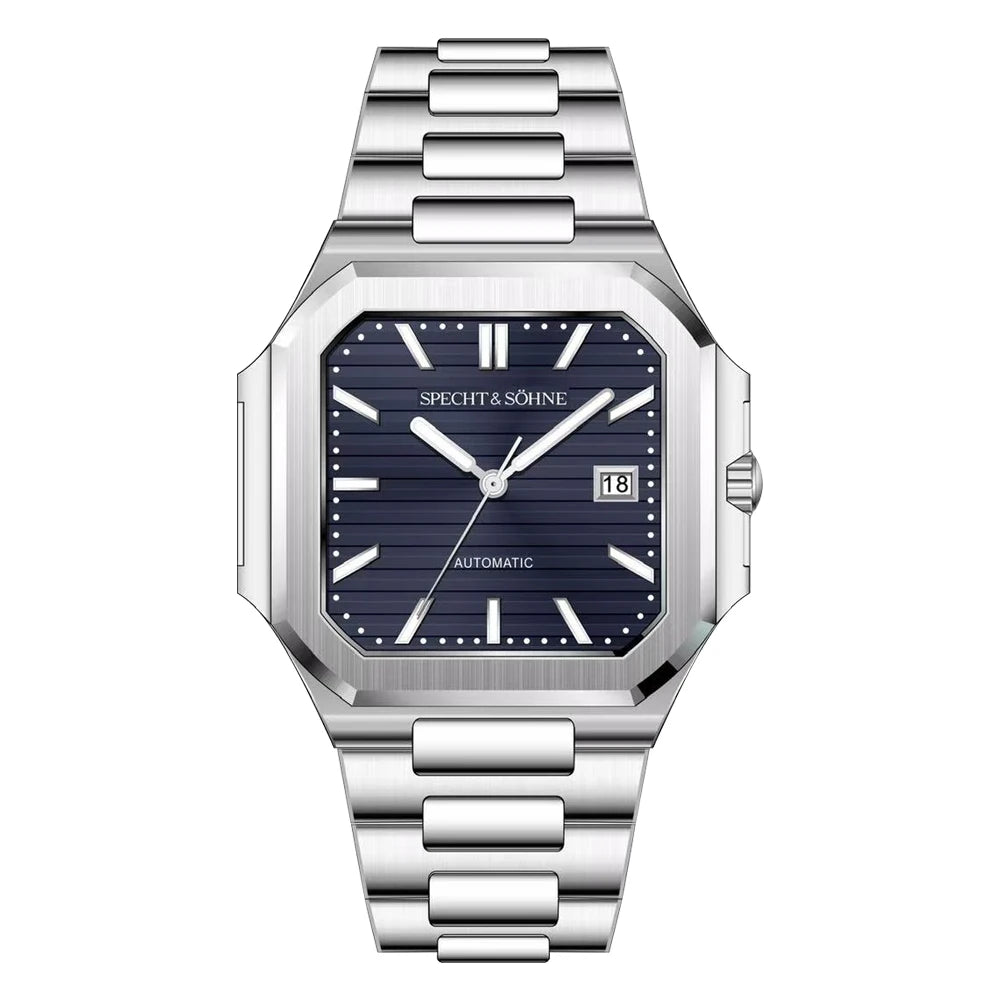 2025 Specht & Söhne Men's Classic Cubic Automatic Mechanical Watch 50M Waterproof Luminous Sapphire Crystal Reloj Hombre 41MM