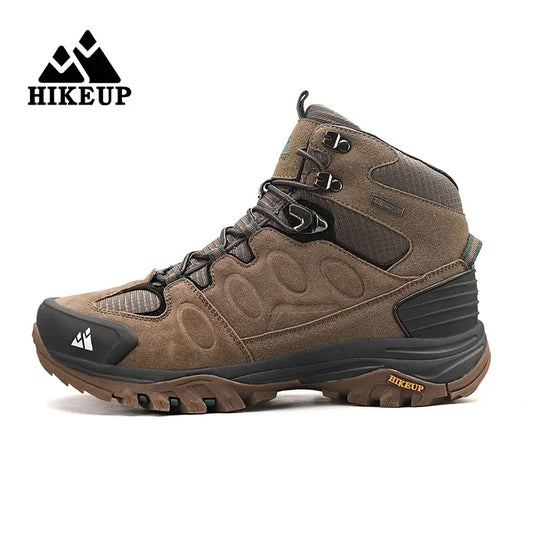 HIKEUP High-Top Men Hiking Boots Winter Outdoor Shoes Lace-Up Non-Slip Sports Casual Trekking Boots Men Suede Warm Shoes