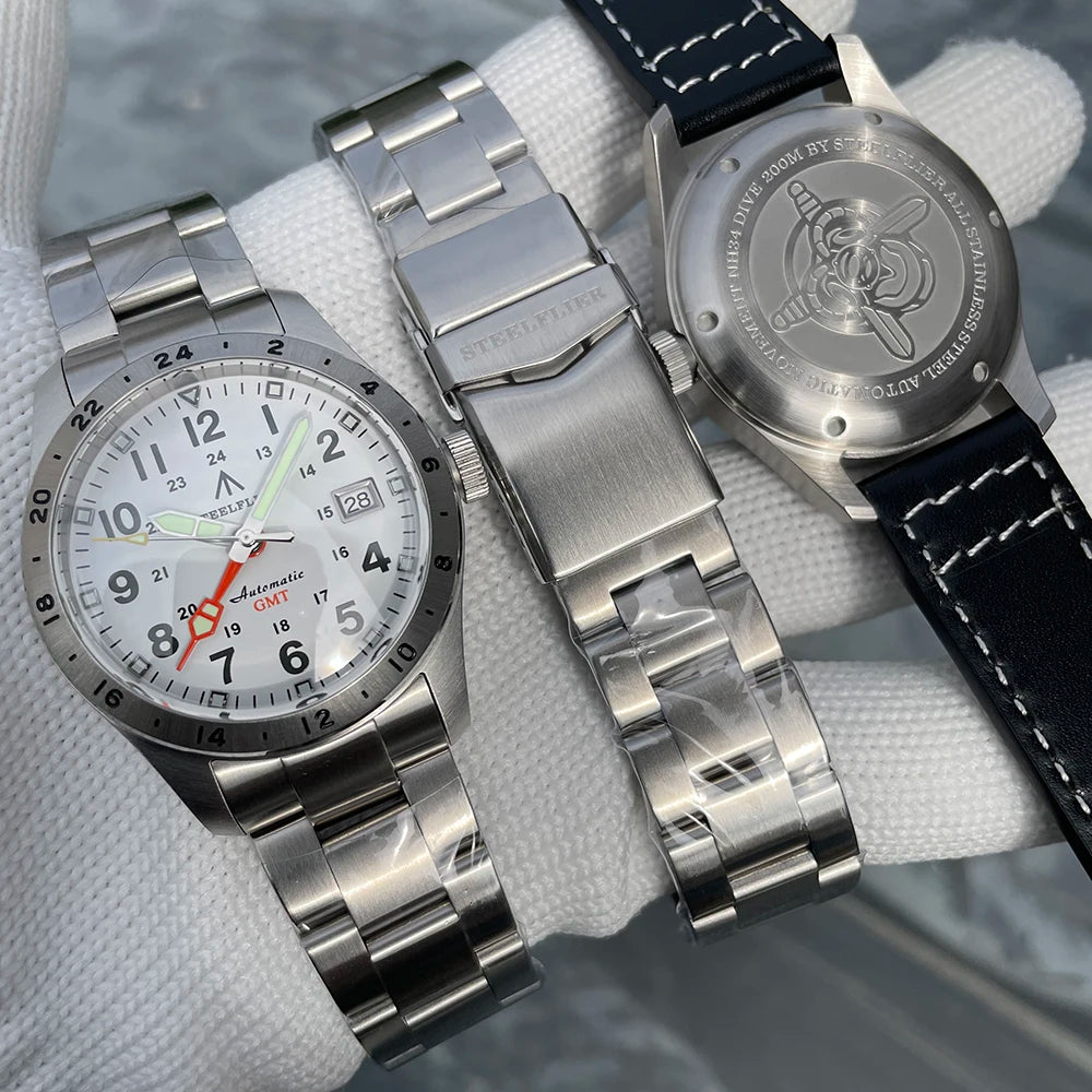 STEELFLIER Official SF792 GMT Mechanische Armbanduhr NH34 Uhrwerk Super BGW9 C3 Leuchtmasse 200M wasserdichte Luxus-Taucheruhr für Herren