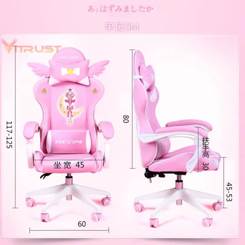 Pink Gaming Chairs for Girl Magic Comfortable Anchor Live Chair Gaming Chair Cute Pink Gaming Chair