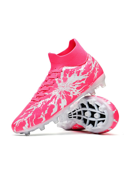 Chaussures de football FG pour hommes adultes, crampons pour terrain ferme, semelle respirante en PU résistante à l'usure pour l'entraînement et la compétition de football sur pelouse en plein air