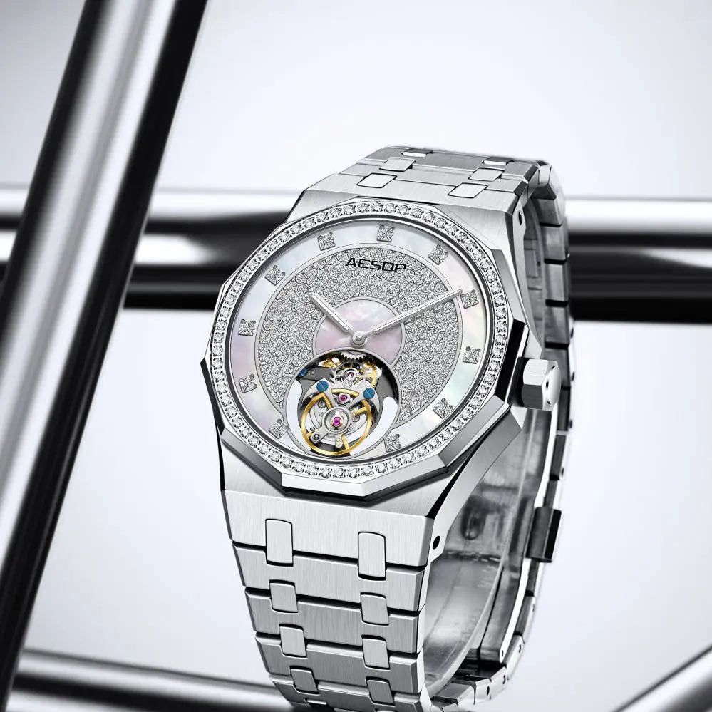 AESOP Echte Fliegende Tourbillon Mechanische Skeleton Uhr Für Mann Luxus Wasserdichte Armbanduhren Saphir Spiegel Gradienten new