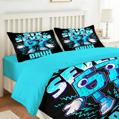 Cartoon Print Six Seven 67 Bedding Set 2/3pcs, Home Teen Adult Duvet Cover and Pillowcase, Gift for Boys and Girls