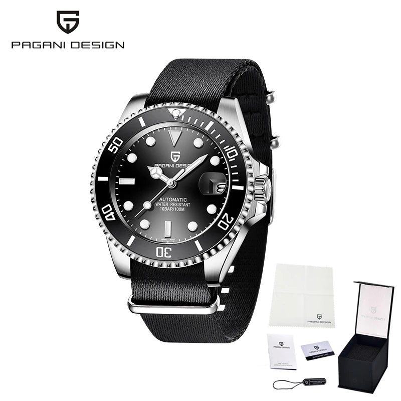 New PAGANI DESIGN Diving Automatic MechanicalWatch Luxury Sports WaterproofWatch Stainless Steel Sapphire Luminous Watch for Men