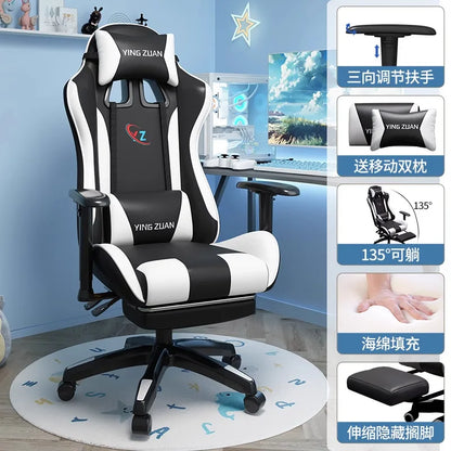 Gaming-Stuhl Computerstuhl Bequemer verstellbarer Sitz Game LIVE Studentenwohnheim Zuhause Ergonomie für langes Sitzen