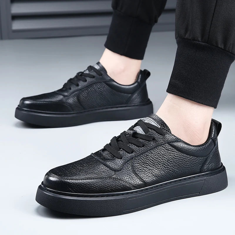 DIMANYU Sneakers da uomo in vera pelle - Nuove scarpe casual estive da uomo con plateau, allacciate, semplici, alla moda e traspiranti