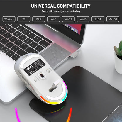 3 režimų „Bluetooth“ žaidimų pelė, įkraunama, 2.4G USB belaidė RGB apšvietimo pelė, skirta „iPad“, planšetiniam kompiuteriui, nešiojamajam kompiuteriui ir kompiuteriui