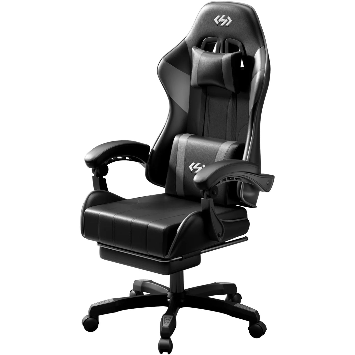 Silla gaming ergonómica, silla de oficina para ordenador con reposapiés y reposacabezas, silla de oficina para adultos con altura y respaldo ajustables