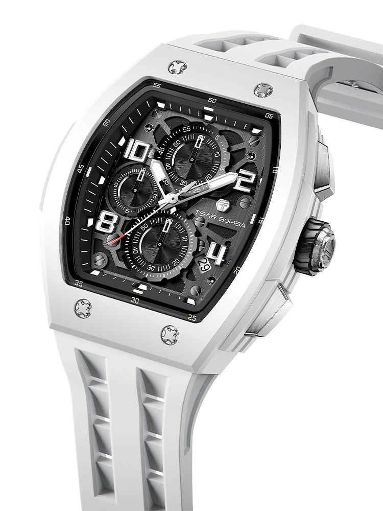 TSAR BOMBA Neue TB8204 Uhr für Herren, Japanisches Quarz-Chronographenwerk, 50M wasserdichte Armbanduhr, modische Sportuhr, luxuriöses Geschenk für Herren