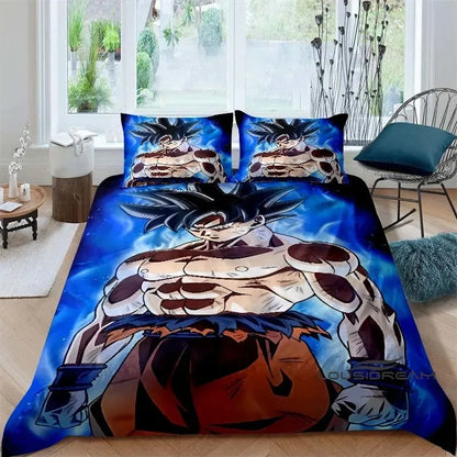 Ložní souprava s potiskem v motivu Cartoon/Anime Son Goku Dragon Ball: tato měkká a pohodlná sada obsahuje povlak na přikrývku a povlak na polštář