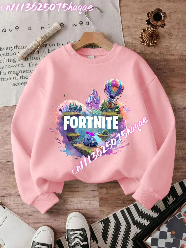 Fortnite Series Kids Sweatshirts Trendy Boys Girl Long Sleeves Pullover Tops Autumn Winter Cartoon Child Clothes Birthday Gifts