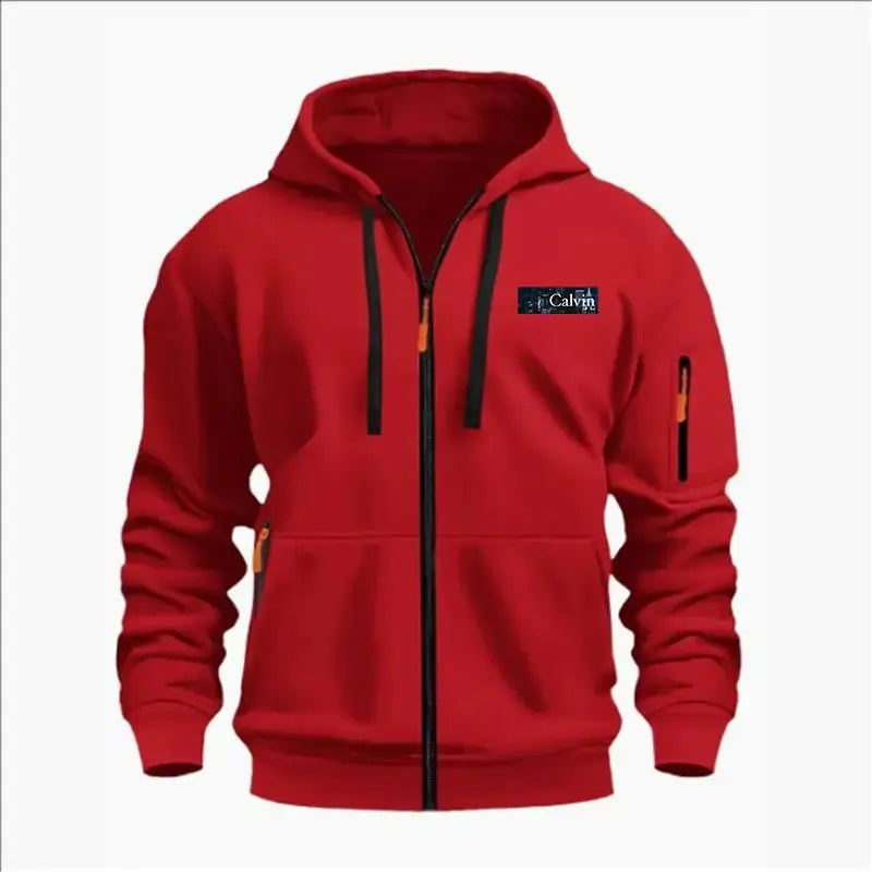 Produit gaming premium Fraquane, Men's Sweatshirts with Zipper Pockets Thin Solid Color Half Tracksuit Casual Outdoor Hooded Tracksuit Long Sleeves Jacket Coats, rouge