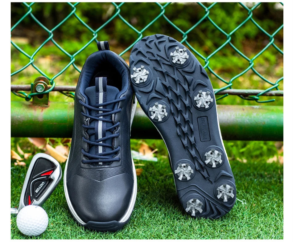 Lersure golfski čevlji za moške, vodoodporni golfski čevlji s špicami, profesionalna protizdrsna golfska obutev, športni copati, luksuzni športni čevlji