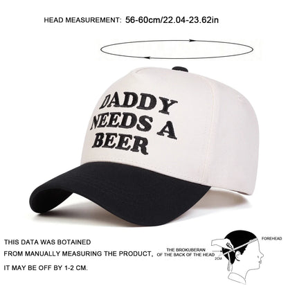 Unisex DADDY NEEDS A BEER Letter Embroidery Baseball Caps Spring Autumn Outdoor Adjustable Casual Hats Sunscreen Hat Sports Cap