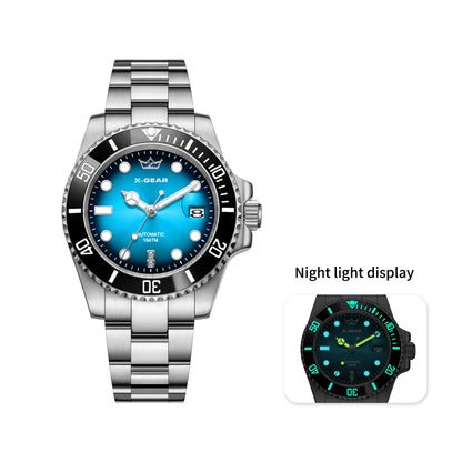 Water Ghost Luminous Dive Watch with Ceramic Bezel Waterproof Automatic Mechanical Movement Stainless Steel Watch Strap