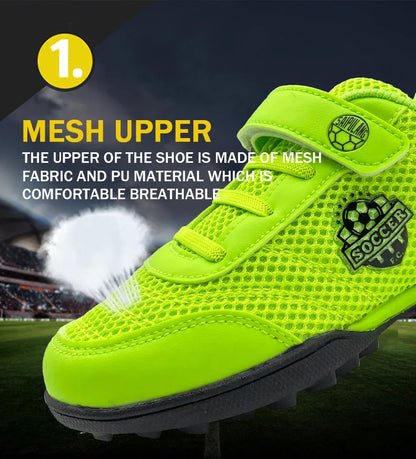 Boy Girl Tf Children's Football Shoes Hook Loop Football Boots No Spikes Lacrosse Beginner Cricket Shoes Baseball Shoes